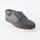 Mens Timberland Abington 3 Eye 81538 Dark Grey Leather Lace Up Casual Boat Shoes
